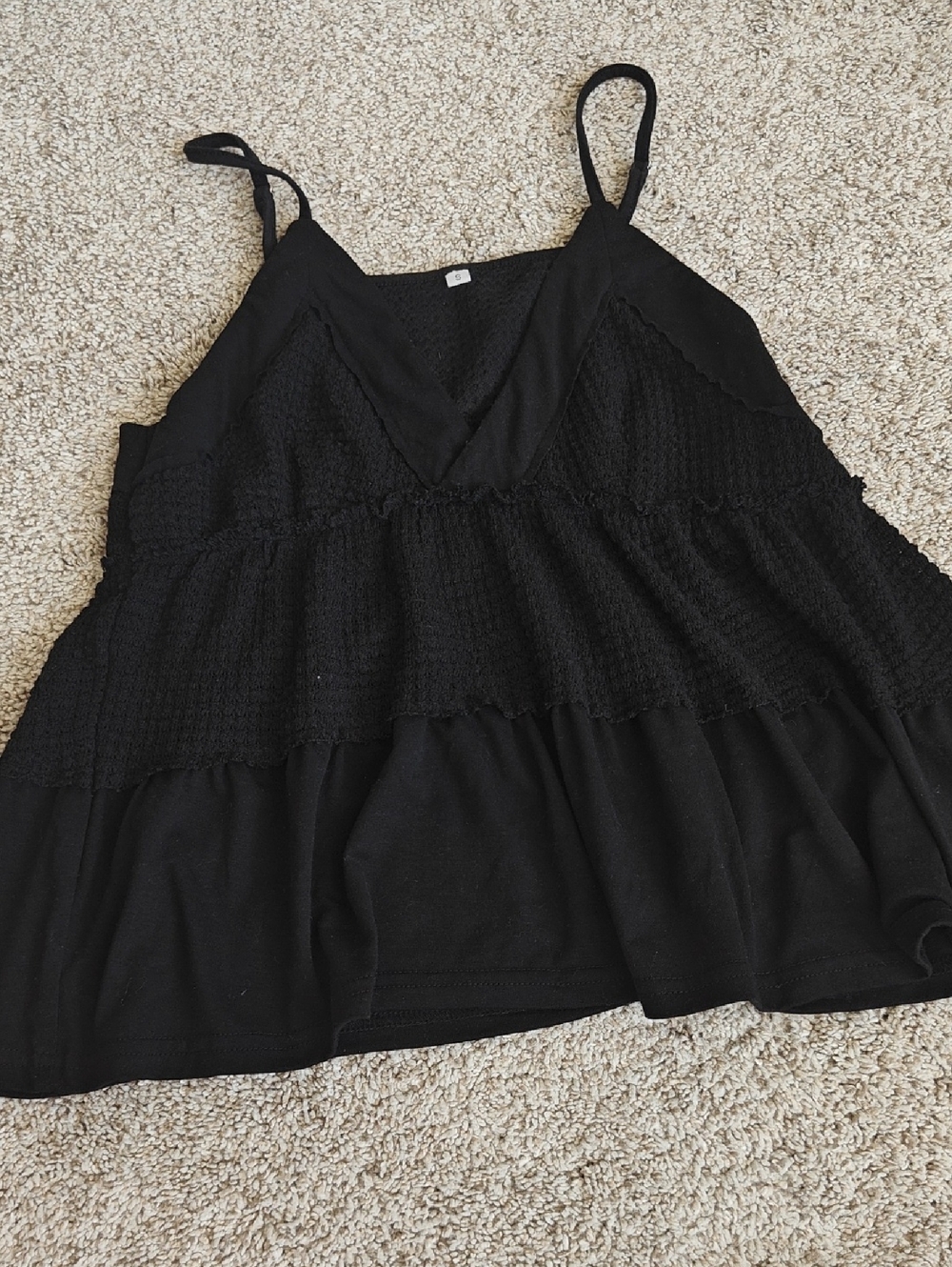 Women's Black Mesh Boho Babydoll Tank